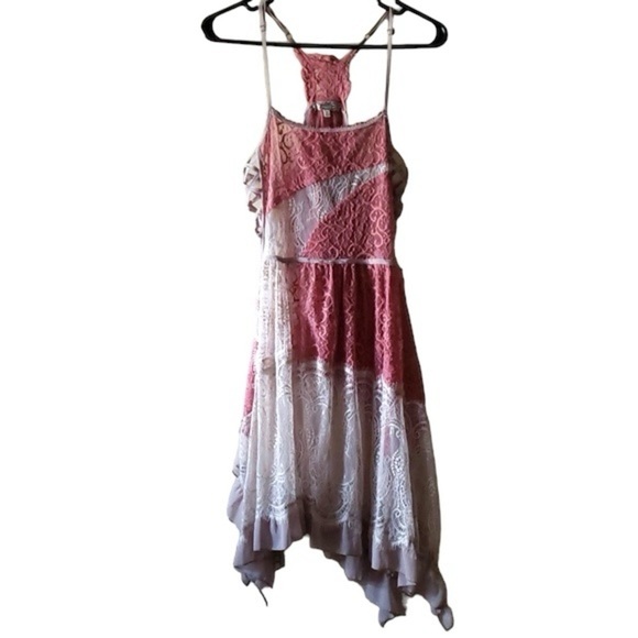 Gimmicks by BKE Rose Pink & Taupe Lace Spaghetti Straps Dress Tunic Women’s XS - Picture 3 of 12